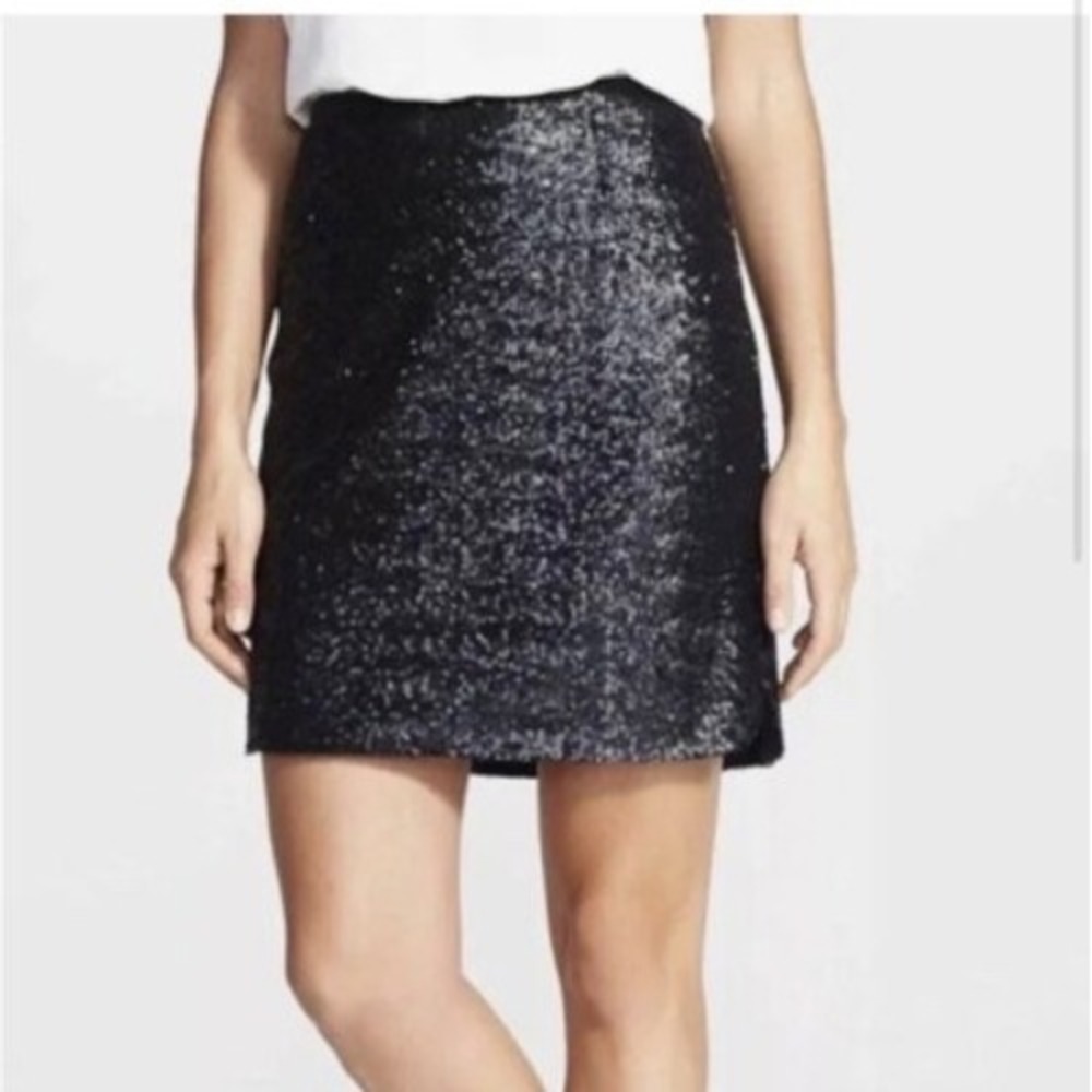 Halogen Sequin‎ Mini Skirt Black Size 4 Party Cocktail Evening Sparkly